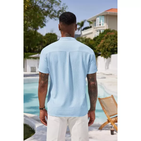 COOFANDY Men's Casual Henley Tee Shirt Band Collar Short Sleeve Summer Beach Hippie T Shirts