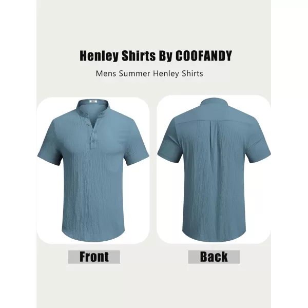 COOFANDY Men's Casual Henley Tee Shirt Band Collar Short Sleeve Summer Beach Hippie T Shirts