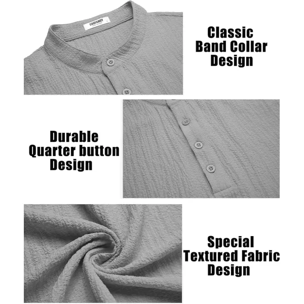 COOFANDY Men's Casual Henley Tee Shirt Band Collar Short Sleeve Summer Beach Hippie T Shirts