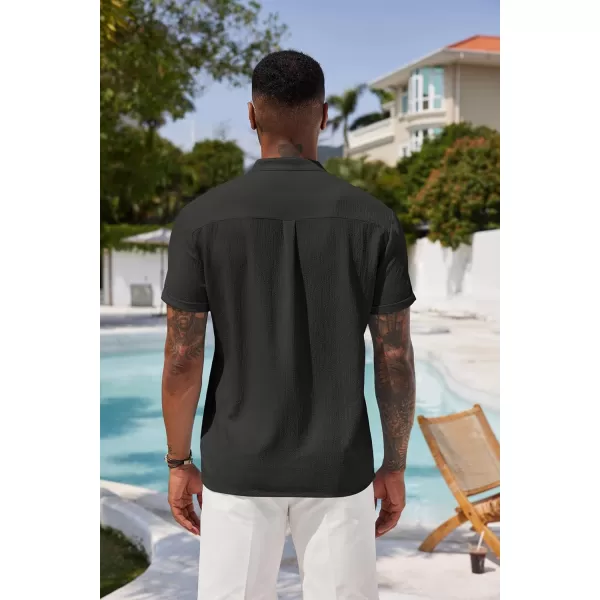 COOFANDY Men's Casual Henley Tee Shirt Band Collar Short Sleeve Summer Beach Hippie T Shirts