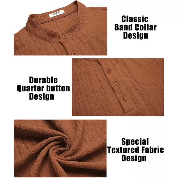 COOFANDY Men's Casual Henley Tee Shirt Band Collar Short Sleeve Summer Beach Hippie T Shirts