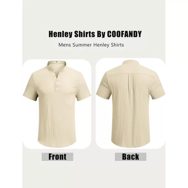 COOFANDY Men's Casual Henley Tee Shirt Band Collar Short Sleeve Summer Beach Hippie T Shirts