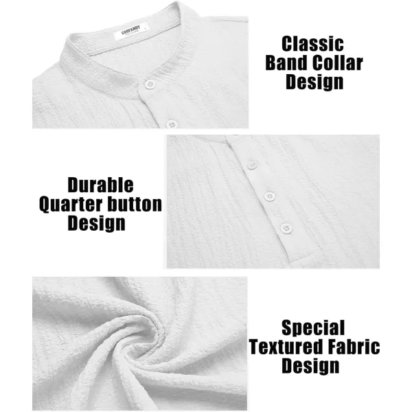 COOFANDY Men's Casual Henley Tee Shirt Band Collar Short Sleeve Summer Beach Hippie T Shirts
