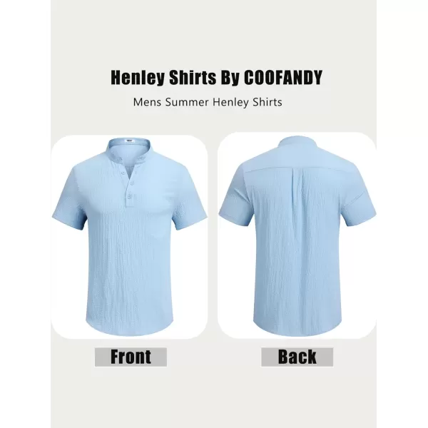 COOFANDY Men's Casual Henley Tee Shirt Band Collar Short Sleeve Summer Beach Hippie T Shirts