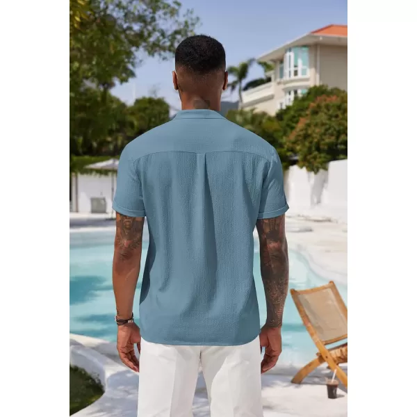 COOFANDY Men's Casual Henley Tee Shirt Band Collar Short Sleeve Summer Beach Hippie T Shirts