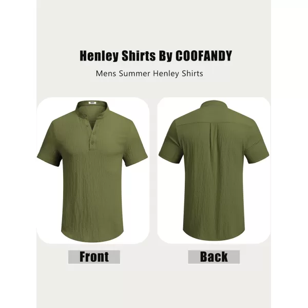 COOFANDY Men's Casual Henley Tee Shirt Band Collar Short Sleeve Summer Beach Hippie T Shirts