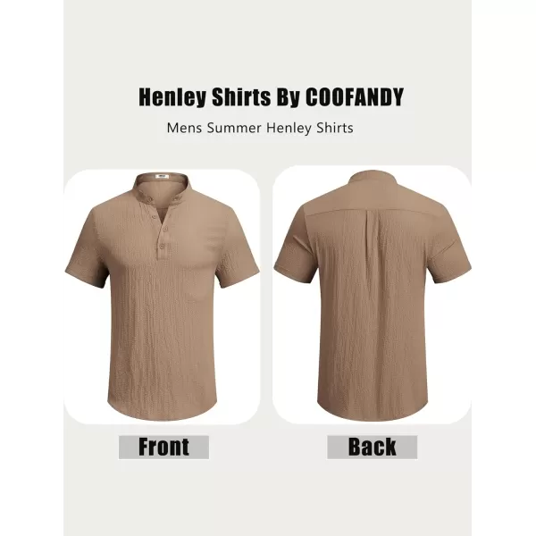COOFANDY Men's Casual Henley Tee Shirt Band Collar Short Sleeve Summer Beach Hippie T Shirts