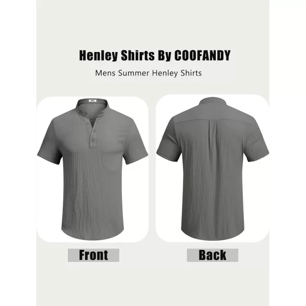 COOFANDY Men's Casual Henley Tee Shirt Band Collar Short Sleeve Summer Beach Hippie T Shirts