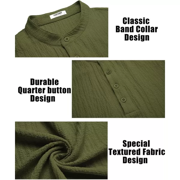 COOFANDY Men's Casual Henley Tee Shirt Band Collar Short Sleeve Summer Beach Hippie T Shirts