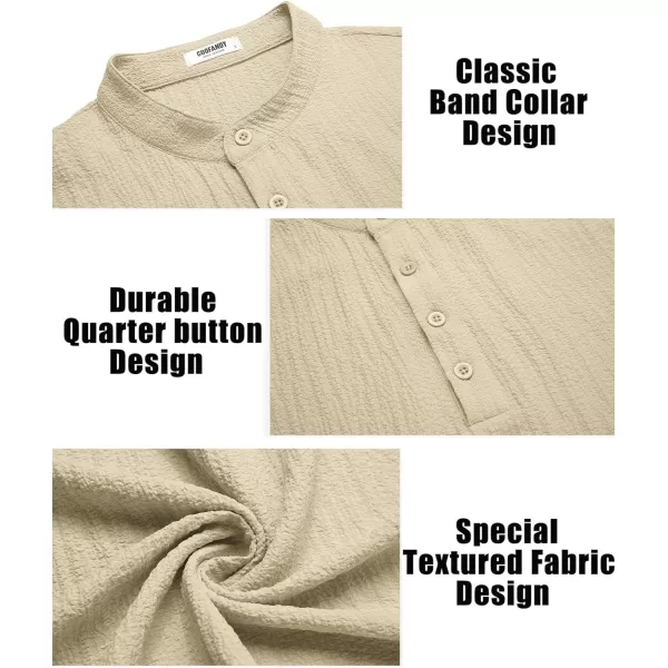 COOFANDY Men's Casual Henley Tee Shirt Band Collar Short Sleeve Summer Beach Hippie T Shirts