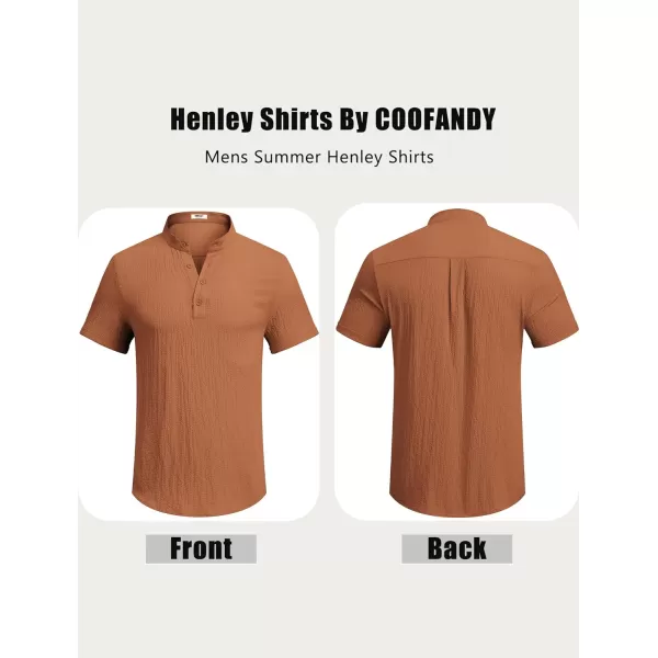 COOFANDY Men's Casual Henley Tee Shirt Band Collar Short Sleeve Summer Beach Hippie T Shirts