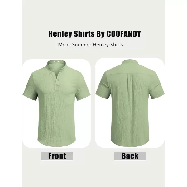 COOFANDY Men's Casual Henley Tee Shirt Band Collar Short Sleeve Summer Beach Hippie T Shirts