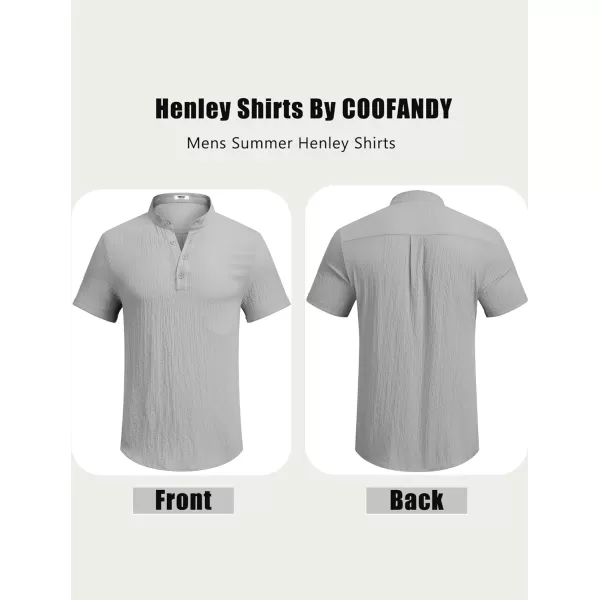COOFANDY Men's Casual Henley Tee Shirt Band Collar Short Sleeve Summer Beach Hippie T Shirts