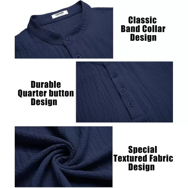 COOFANDY Men's Casual Henley Tee Shirt Band Collar Short Sleeve Summer Beach Hippie T Shirts