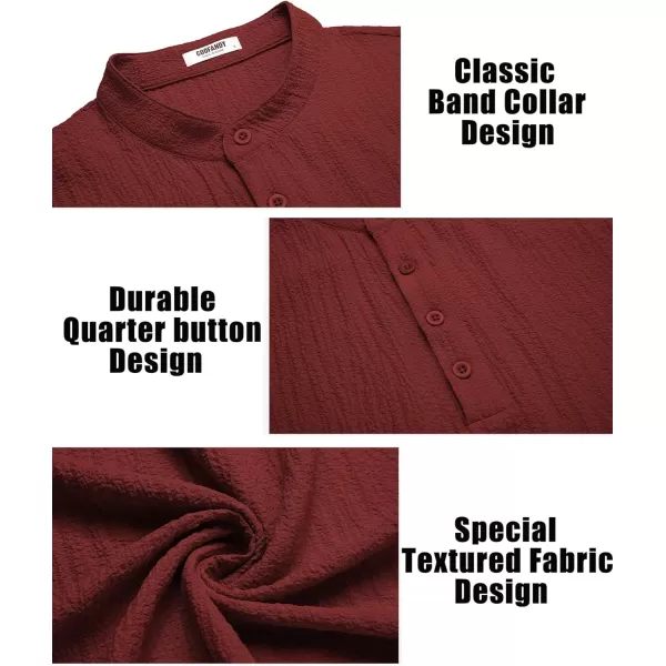 COOFANDY Men's Casual Henley Tee Shirt Band Collar Short Sleeve Summer Beach Hippie T Shirts