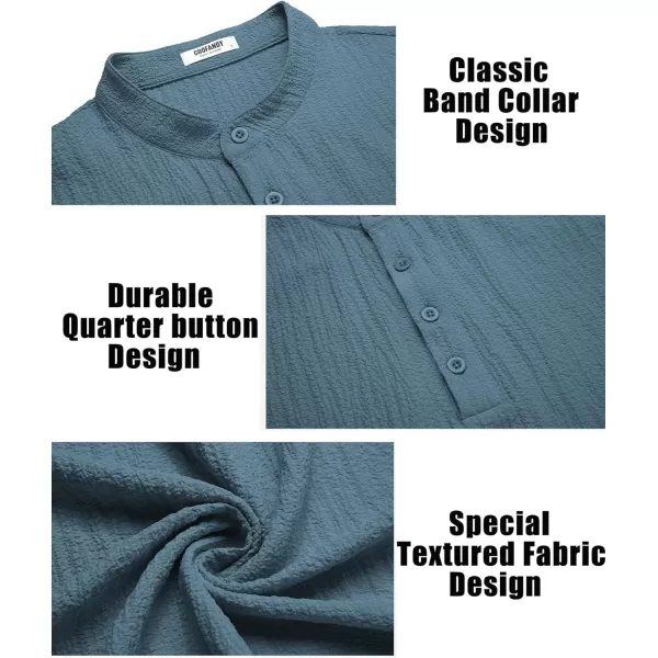 COOFANDY Men's Casual Henley Tee Shirt Band Collar Short Sleeve Summer Beach Hippie T Shirts