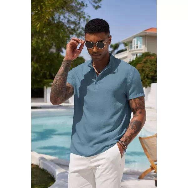 COOFANDY Men's Casual Henley Tee Shirt Band Collar Short Sleeve Summer Beach Hippie T Shirts