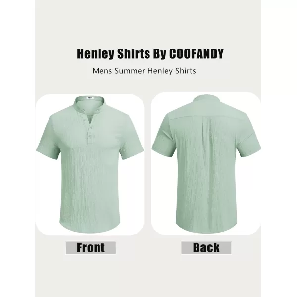 COOFANDY Men's Casual Henley Tee Shirt Band Collar Short Sleeve Summer Beach Hippie T Shirts