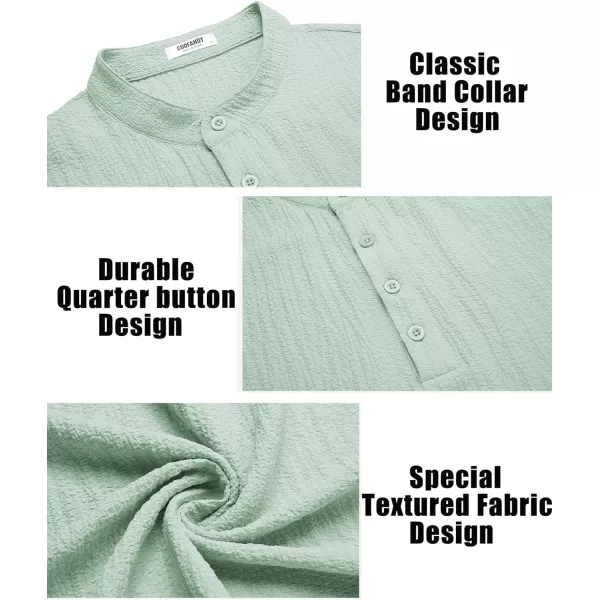 COOFANDY Men's Casual Henley Tee Shirt Band Collar Short Sleeve Summer Beach Hippie T Shirts