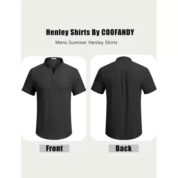 COOFANDY Men's Casual Henley Tee Shirt Band Collar Short Sleeve Summer Beach Hippie T Shirts