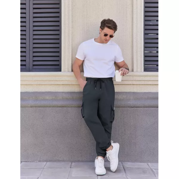 COOFANDY Mens Casual Joggers Pants Stretch Waist Drawstring Cargo Pants Tapered Sweatpants with Pockets