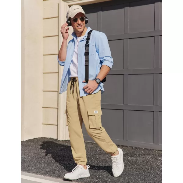 COOFANDY Mens Casual Joggers Pants Stretch Waist Drawstring Cargo Pants Tapered Sweatpants with Pockets