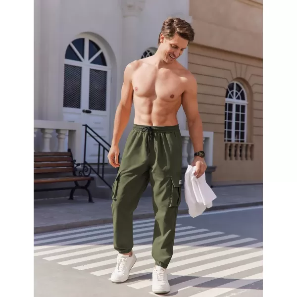 COOFANDY Mens Casual Joggers Pants Stretch Waist Drawstring Cargo Pants Tapered Sweatpants with Pockets