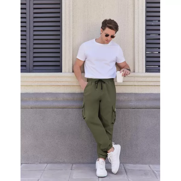 COOFANDY Mens Casual Joggers Pants Stretch Waist Drawstring Cargo Pants Tapered Sweatpants with Pockets