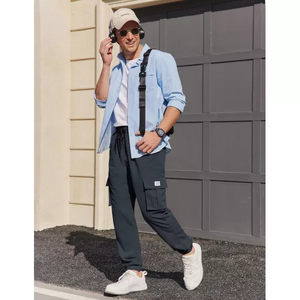 COOFANDY Mens Casual Joggers Pants Stretch Waist Drawstring Cargo Pants Tapered Sweatpants with Pockets