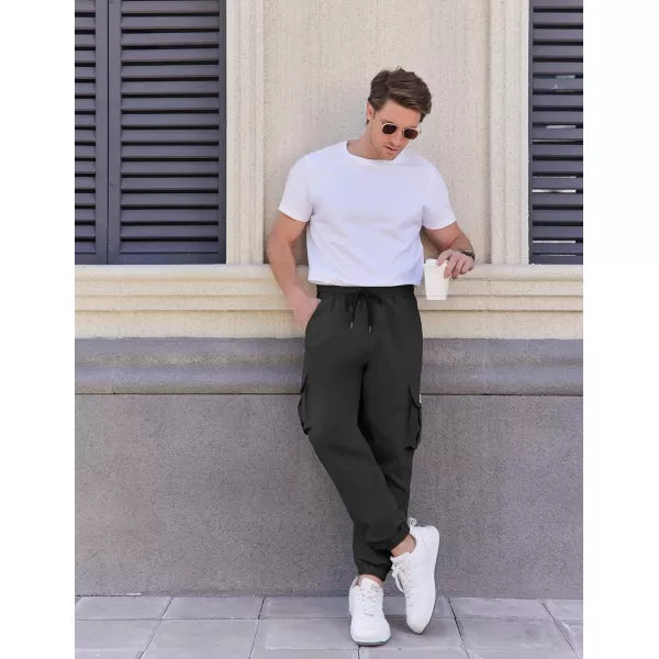 COOFANDY Mens Casual Joggers Pants Stretch Waist Drawstring Cargo Pants Tapered Sweatpants with Pockets