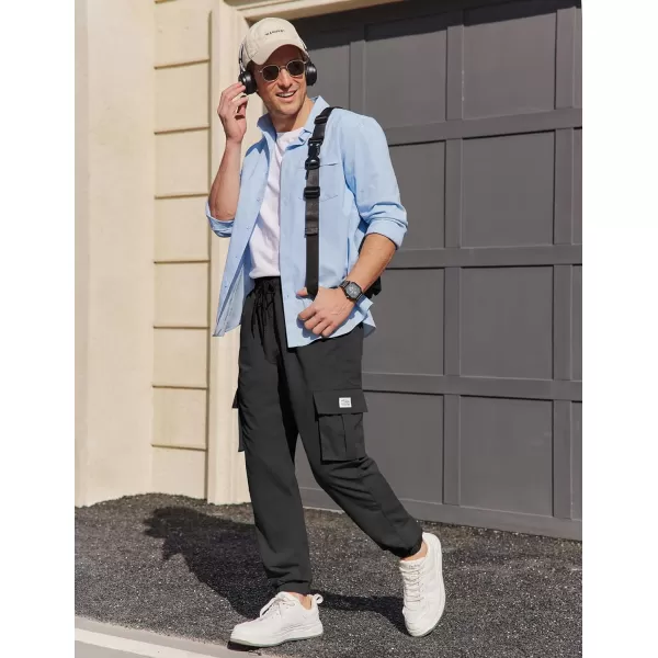 COOFANDY Mens Casual Joggers Pants Stretch Waist Drawstring Cargo Pants Tapered Sweatpants with Pockets