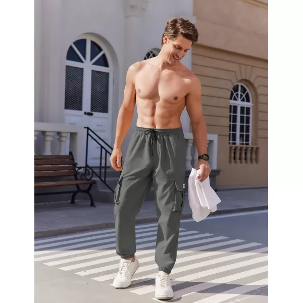 COOFANDY Mens Casual Joggers Pants Stretch Waist Drawstring Cargo Pants Tapered Sweatpants with Pockets