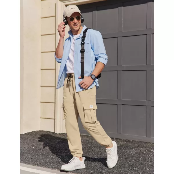 COOFANDY Mens Casual Joggers Pants Stretch Waist Drawstring Cargo Pants Tapered Sweatpants with Pockets
