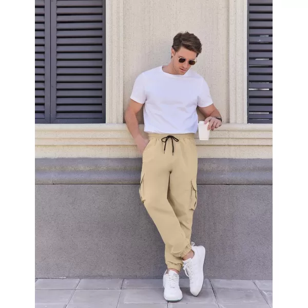 COOFANDY Mens Casual Joggers Pants Stretch Waist Drawstring Cargo Pants Tapered Sweatpants with Pockets