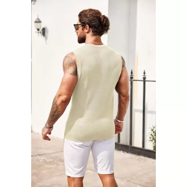 COOFANDY Mens Casual Knitted Tank Tops Crew Neck Sleeveless Muscle T Shirts Summer Beach Tops