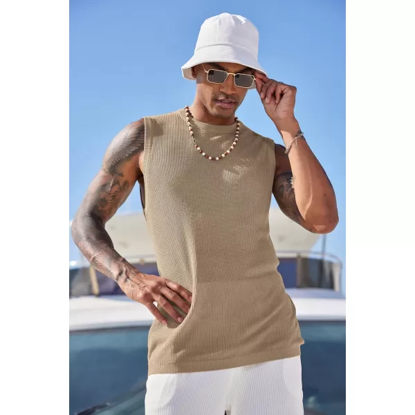 COOFANDY Mens Casual Knitted Tank Tops Crew Neck Sleeveless Muscle T Shirts Summer Beach Tops