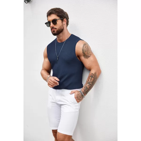 COOFANDY Mens Casual Knitted Tank Tops Crew Neck Sleeveless Muscle T Shirts Summer Beach Tops