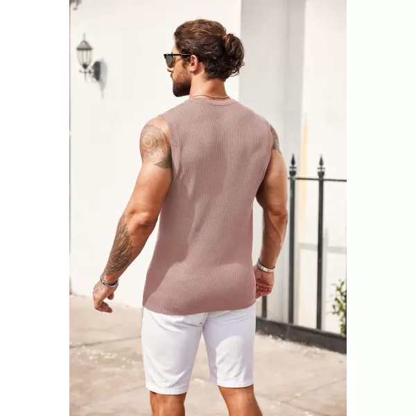 COOFANDY Mens Casual Knitted Tank Tops Crew Neck Sleeveless Muscle T Shirts Summer Beach Tops