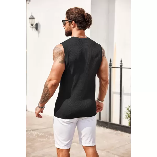 COOFANDY Mens Casual Knitted Tank Tops Crew Neck Sleeveless Muscle T Shirts Summer Beach Tops
