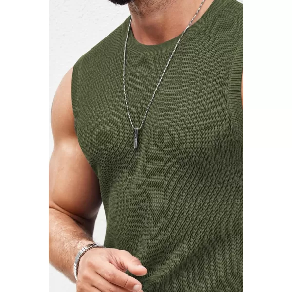 COOFANDY Mens Casual Knitted Tank Tops Crew Neck Sleeveless Muscle T Shirts Summer Beach Tops