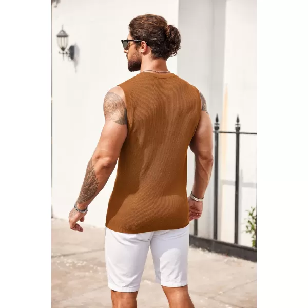 COOFANDY Mens Casual Knitted Tank Tops Crew Neck Sleeveless Muscle T Shirts Summer Beach Tops