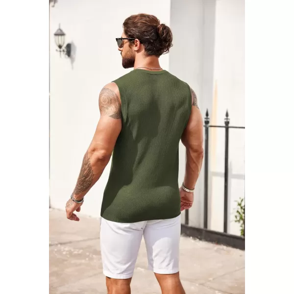 COOFANDY Mens Casual Knitted Tank Tops Crew Neck Sleeveless Muscle T Shirts Summer Beach Tops