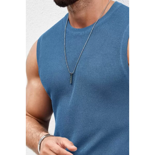 COOFANDY Mens Casual Knitted Tank Tops Crew Neck Sleeveless Muscle T Shirts Summer Beach Tops