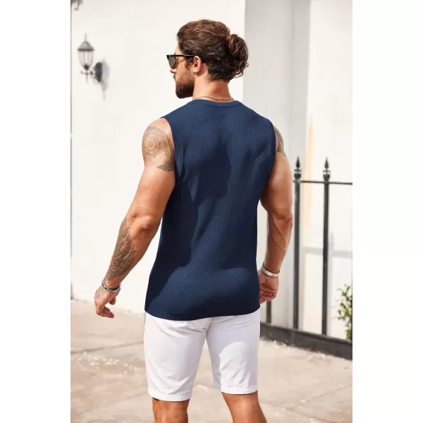 COOFANDY Mens Casual Knitted Tank Tops Crew Neck Sleeveless Muscle T Shirts Summer Beach Tops