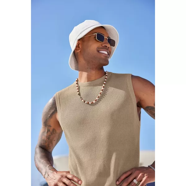 COOFANDY Mens Casual Knitted Tank Tops Crew Neck Sleeveless Muscle T Shirts Summer Beach Tops