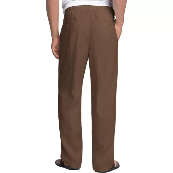COOFANDY Men's Casual Linen Pants Elastic Waist Drawstring Beach Summer Pants Lightweight Linen Trousers