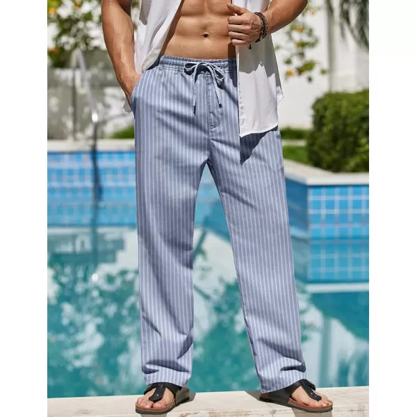 COOFANDY Men's Casual Linen Pants Elastic Waist Drawstring Beach Summer Pants Lightweight Linen Trousers