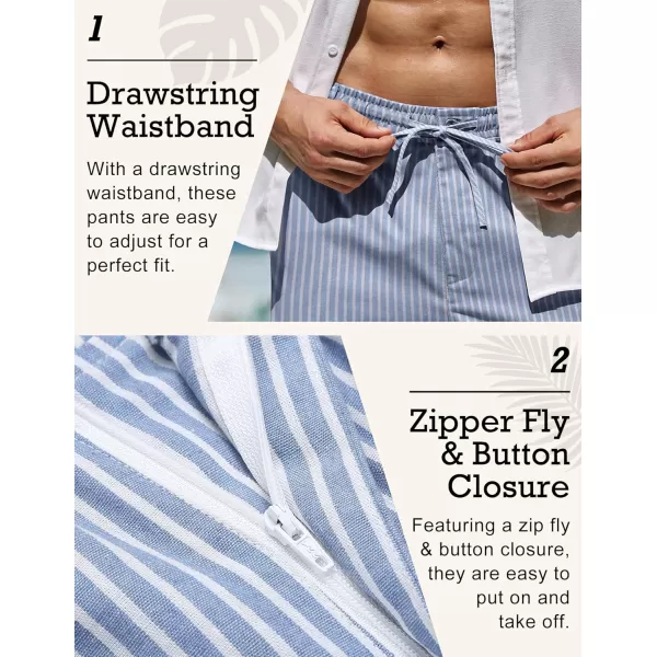 COOFANDY Men's Casual Linen Pants Elastic Waist Drawstring Beach Summer Pants Lightweight Linen Trousers