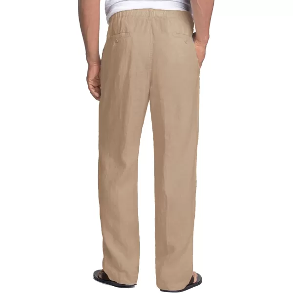 COOFANDY Men's Casual Linen Pants Elastic Waist Drawstring Beach Summer Pants Lightweight Linen Trousers