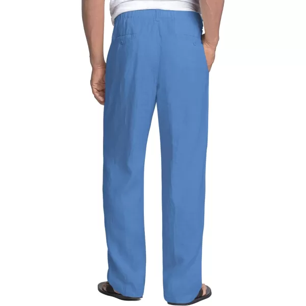 COOFANDY Men's Casual Linen Pants Elastic Waist Drawstring Beach Summer Pants Lightweight Linen Trousers